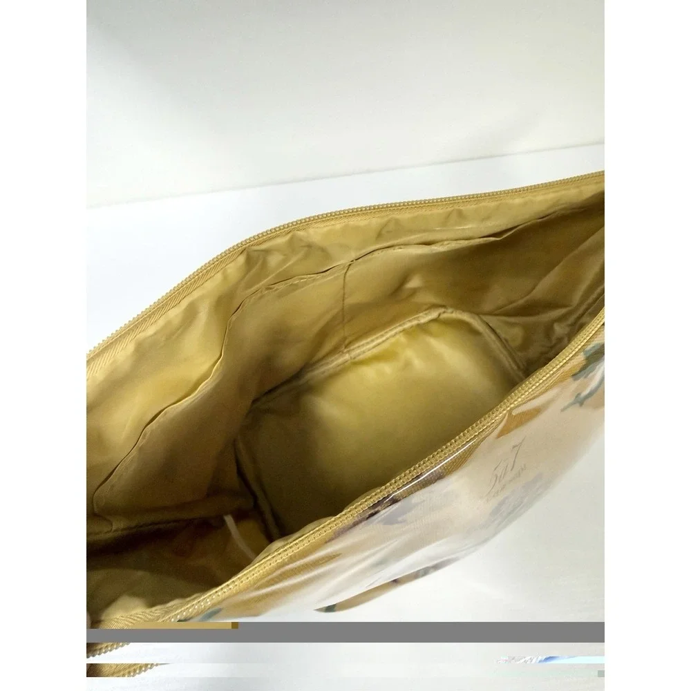 Cinq à Sept Mustard Floral Oversized XL Cosmetic Makeup Bag